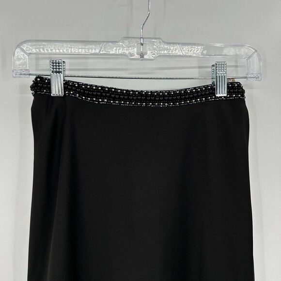 MON CHERI Paris Black Beaded High Waist Very Long Maxi Skirt With Train Size 0 - Picture 3 of 6